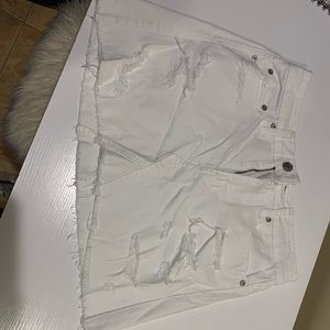 American Eagle White Jean Mini Skirt
